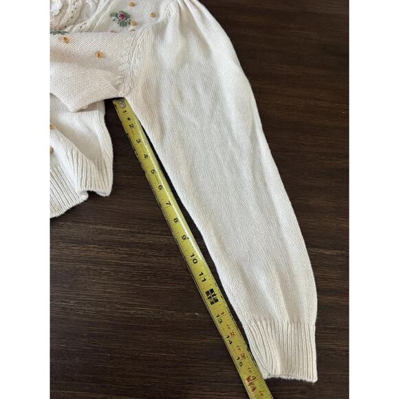 Vintage Herman Geist Cardigan Sweater Womens Medium Peasant Farmhouse Knit White - Picture 11 of 12